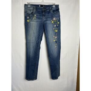 KUT from the Kloth Embroidered Catherine Boyfriend Jeans Womens 8 Blue Stretch
